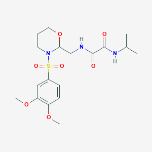 molecular formula C18H27N3O7S B2925808 N'-{[3-(3,4-dimethoxybenzenesulfonyl)-1,3-oxazinan-2-yl]methyl}-N-(propan-2-yl)ethanediamide CAS No. 872976-43-7