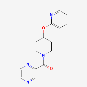 molecular formula C15H16N4O2 B2925819 Pyrazin-2-yl(4-(pyridin-2-yloxy)piperidin-1-yl)methanone CAS No. 1428375-62-5