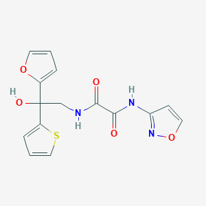 B2925834 N1-(2-(furan-2-yl)-2-hydroxy-2-(thiophen-2-yl)ethyl)-N2-(isoxazol-3-yl)oxalamide CAS No. 1904182-94-0