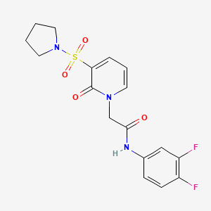 molecular formula C17H17F2N3O4S B2925855 N-(3,4-difluorophenyl)-2-[2-oxo-3-(pyrrolidine-1-sulfonyl)-1,2-dihydropyridin-1-yl]acetamide CAS No. 1251704-40-1