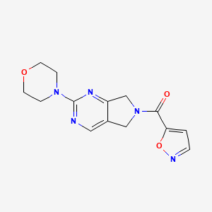 molecular formula C14H15N5O3 B2925865 isoxazol-5-yl(2-morpholino-5H-pyrrolo[3,4-d]pyrimidin-6(7H)-yl)methanone CAS No. 2034368-77-7