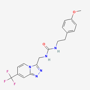 molecular formula C18H18F3N5O2 B2925914 1-(4-Methoxyphenethyl)-3-((7-(trifluoromethyl)-[1,2,4]triazolo[4,3-a]pyridin-3-yl)methyl)urea CAS No. 2034277-92-2