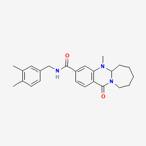 molecular formula C24H29N3O2 B2925919 N-(3,4-dimethylbenzyl)-5-methyl-12-oxo-5,5a,6,7,8,9,10,12-octahydroazepino[2,1-b]quinazoline-3-carboxamide CAS No. 1775348-48-5
