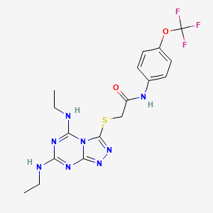 2-[[5,7-bis(ethylamino)-[1,2,4]triazolo[4,3-a][1,3,5]triazin-3-yl]sulfanyl]-N-[4-(trifluoromethoxy)phenyl]acetamide