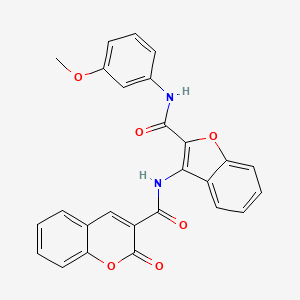 molecular formula C26H18N2O6 B2925937 N-(2-((3-methoxyphenyl)carbamoyl)benzofuran-3-yl)-2-oxo-2H-chromene-3-carboxamide CAS No. 862830-72-6
