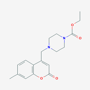 molecular formula C18H22N2O4 B2925941 Ethyl 4-[(7-methyl-2-oxochromen-4-yl)methyl]piperazine-1-carboxylate CAS No. 859858-84-7