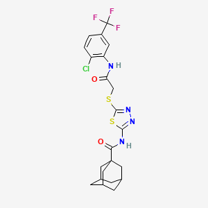 molecular formula C22H22ClF3N4O2S2 B2925956 N-{5-[({[2-chloro-5-(trifluoromethyl)phenyl]carbamoyl}methyl)sulfanyl]-1,3,4-thiadiazol-2-yl}adamantane-1-carboxamide CAS No. 392298-96-3