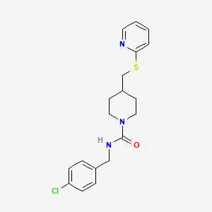 molecular formula C19H22ClN3OS B2925963 N-(4-chlorobenzyl)-4-((pyridin-2-ylthio)methyl)piperidine-1-carboxamide CAS No. 1421476-12-1
