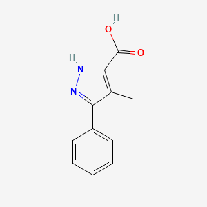 molecular formula C11H10N2O2 B2925991 4-methyl-3-phenyl-1H-pyrazole-5-carboxylic acid CAS No. 1136-76-1; 879770-33-9