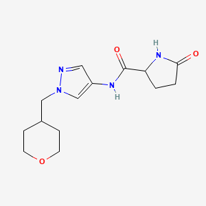 molecular formula C14H20N4O3 B2926012 N-{1-[(oxan-4-yl)methyl]-1H-pyrazol-4-yl}-5-oxopyrrolidine-2-carboxamide CAS No. 1704498-17-8