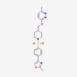 molecular formula C21H24N4O4S B2926014 3-Methyl-6-({1-[4-(2-methyl-1,3-oxazol-4-yl)benzenesulfonyl]piperidin-4-yl}methoxy)pyridazine CAS No. 2380032-57-3