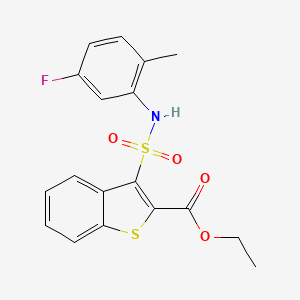 molecular formula C18H16FNO4S2 B2926024 Ethyl 3-[(5-fluoro-2-methylphenyl)sulfamoyl]-1-benzothiophene-2-carboxylate CAS No. 932464-42-1