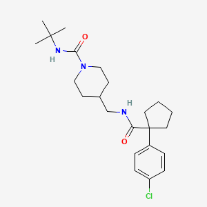 molecular formula C23H34ClN3O2 B2926040 N-(tert-butyl)-4-((1-(4-chlorophenyl)cyclopentanecarboxamido)methyl)piperidine-1-carboxamide CAS No. 1234840-77-7