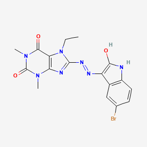 (Z)-8-(2-(5-bromo-2-oxoindolin-3-ylidene)hydrazinyl)-7-ethyl-1,3-dimethyl-1H-purine-2,6(3H,7H)-dione