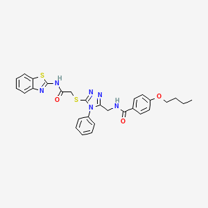 N-((5-((2-(benzo[d]thiazol-2-ylamino)-2-oxoethyl)thio)-4-phenyl-4H-1,2,4-triazol-3-yl)methyl)-4-butoxybenzamide