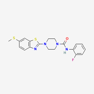 molecular formula C19H19FN4OS2 B2926066 N-(2-fluorophenyl)-4-(6-(methylthio)benzo[d]thiazol-2-yl)piperazine-1-carboxamide CAS No. 1226432-41-2