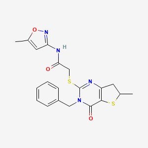 2-((3-benzyl-6-methyl-4-oxo-3,4,6,7-tetrahydrothieno[3,2-d]pyrimidin-2-yl)thio)-N-(5-methylisoxazol-3-yl)acetamide