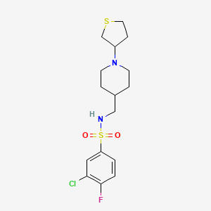 3-chloro-4-fluoro-N-((1-(tetrahydrothiophen-3-yl)piperidin-4-yl)methyl)benzenesulfonamide