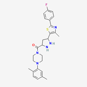 [4-(2,5-Dimethylphenyl)piperazin-1-yl]-[5-[2-(4-fluorophenyl)-4-methyl-1,3-thiazol-5-yl]pyrazolidin-3-yl]methanone