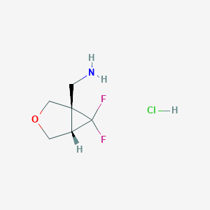 molecular formula C6H10ClF2NO B2926116 [(1S,5S)-6,6-Difluoro-3-oxabicyclo[3.1.0]hexan-1-yl]methanamine;hydrochloride CAS No. 2418596-49-1