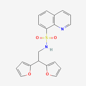 molecular formula C19H16N2O4S B2926124 N-[2,2-bis(furan-2-yl)ethyl]quinoline-8-sulfonamide CAS No. 2320959-84-8