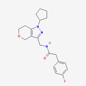 N-((1-cyclopentyl-1,4,6,7-tetrahydropyrano[4,3-c]pyrazol-3-yl)methyl)-2-(4-fluorophenyl)acetamide