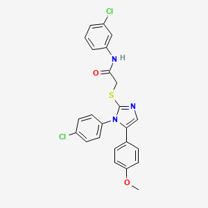 molecular formula C24H19Cl2N3O2S B2926138 N-(3-chlorophenyl)-2-((1-(4-chlorophenyl)-5-(4-methoxyphenyl)-1H-imidazol-2-yl)thio)acetamide CAS No. 1226444-09-2