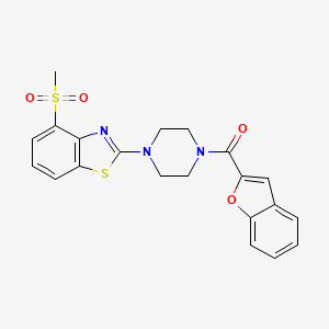 molecular formula C21H19N3O4S2 B2926144 Benzofuran-2-yl(4-(4-(methylsulfonyl)benzo[d]thiazol-2-yl)piperazin-1-yl)methanone CAS No. 923501-91-1