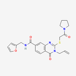 molecular formula C23H24N4O4S B2926145 N-[(furan-2-yl)methyl]-4-oxo-2-{[2-oxo-2-(pyrrolidin-1-yl)ethyl]sulfanyl}-3-(prop-2-en-1-yl)-3,4-dihydroquinazoline-7-carboxamide CAS No. 451467-28-0
