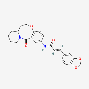 molecular formula C24H24N2O5 B2926148 (2E)-3-(2H-1,3-benzodioxol-5-yl)-N-{2-oxo-9-oxa-1-azatricyclo[10.4.0.0^{3,8}]hexadeca-3,5,7-trien-5-yl}prop-2-enamide CAS No. 1226488-04-5