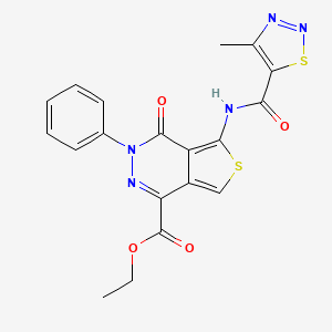 molecular formula C19H15N5O4S2 B2926151 ethyl 5-(4-methyl-1,2,3-thiadiazole-5-amido)-4-oxo-3-phenyl-3H,4H-thieno[3,4-d]pyridazine-1-carboxylate CAS No. 1396761-58-2