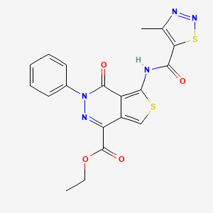 molecular formula C19H15N5O4S2 B2926151 Ethyl 5-(4-methyl-1,2,3-thiadiazole-5-carboxamido)-4-oxo-3-phenyl-3,4-dihydrothieno[3,4-d]pyridazine-1-carboxylate CAS No. 1396761-58-2