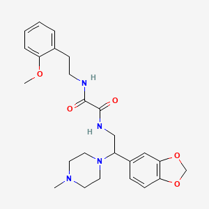 molecular formula C25H32N4O5 B2926169 N-[2-(2H-1,3-benzodioxol-5-yl)-2-(4-methylpiperazin-1-yl)ethyl]-N'-[2-(2-methoxyphenyl)ethyl]ethanediamide CAS No. 896338-08-2