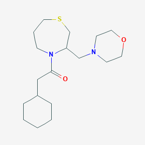 molecular formula C18H32N2O2S B2926176 2-Cyclohexyl-1-(3-(morpholinomethyl)-1,4-thiazepan-4-yl)ethanone CAS No. 1421509-33-2