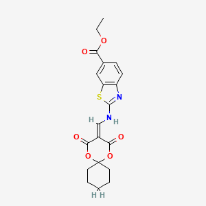 molecular formula C20H20N2O6S B2926210 Ethyl 2-(((2,4-dioxo-1,5-dioxaspiro[5.5]undecan-3-ylidene)methyl)amino)benzo[d]thiazole-6-carboxylate CAS No. 1173060-14-4