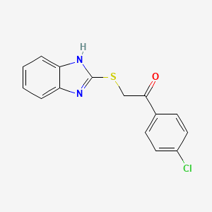 molecular formula C15H11ClN2OS B2926211 2-(1H-Benzimidazol-2-ylsulfanyl)-1-(4-chlorophenyl)ethanone CAS No. 22794-89-4
