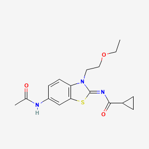 molecular formula C17H21N3O3S B2926216 (Z)-N-(6-acetamido-3-(2-ethoxyethyl)benzo[d]thiazol-2(3H)-ylidene)cyclopropanecarboxamide CAS No. 865174-13-6