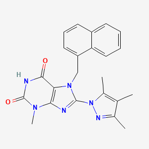 molecular formula C23H22N6O2 B2926226 3-methyl-7-[(naphthalen-1-yl)methyl]-8-(3,4,5-trimethyl-1H-pyrazol-1-yl)-2,3,6,7-tetrahydro-1H-purine-2,6-dione CAS No. 1014029-45-8