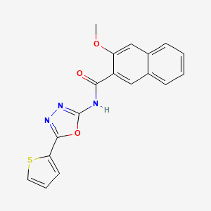 molecular formula C18H13N3O3S B2926230 3-methoxy-N-(5-(thiophen-2-yl)-1,3,4-oxadiazol-2-yl)-2-naphthamide CAS No. 941997-91-7