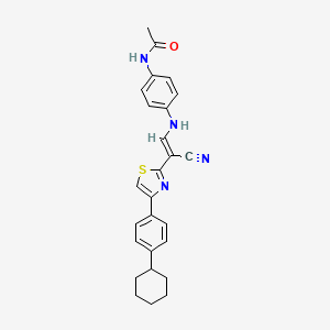 molecular formula C26H26N4OS B2926236 N-(4-{[(1E)-2-cyano-2-[4-(4-cyclohexylphenyl)-1,3-thiazol-2-yl]eth-1-en-1-yl]amino}phenyl)acetamide CAS No. 1021251-71-7