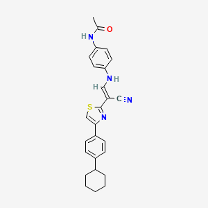 B2926236 N-[4-({(E)-2-cyano-2-[4-(4-cyclohexylphenyl)-1,3-thiazol-2-yl]ethenyl}amino)phenyl]acetamide CAS No. 1021251-71-7