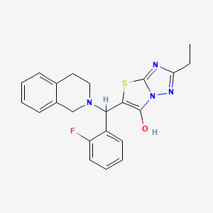 molecular formula C22H21FN4OS B2926243 5-((3,4-dihydroisoquinolin-2(1H)-yl)(2-fluorophenyl)methyl)-2-ethylthiazolo[3,2-b][1,2,4]triazol-6-ol CAS No. 887220-27-1