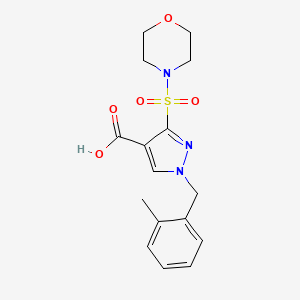 molecular formula C16H19N3O5S B2926245 1-(2-甲基苄基)-3-(吗啉磺酰基)-1H-吡唑-4-羧酸 CAS No. 1251680-63-3