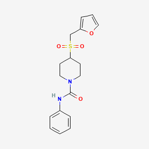 molecular formula C17H20N2O4S B2926248 4-((furan-2-ylmethyl)sulfonyl)-N-phenylpiperidine-1-carboxamide CAS No. 1788676-90-3
