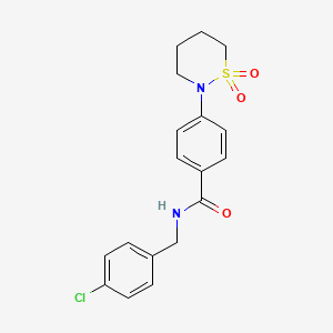 molecular formula C18H19ClN2O3S B2926267 N-[(4-chlorophenyl)methyl]-4-(1,1-dioxo-1lambda6,2-thiazinan-2-yl)benzamide CAS No. 941956-67-8