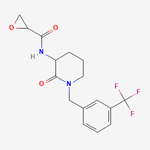 molecular formula C16H17F3N2O3 B2926275 N-(2-oxo-1-{[3-(trifluoromethyl)phenyl]methyl}piperidin-3-yl)oxirane-2-carboxamide CAS No. 2418648-53-8