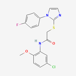 molecular formula C18H15ClFN3O2S B2926287 N-(5-chloro-2-methoxyphenyl)-2-{[1-(4-fluorophenyl)-1H-imidazol-2-yl]sulfanyl}acetamide CAS No. 688336-95-0
