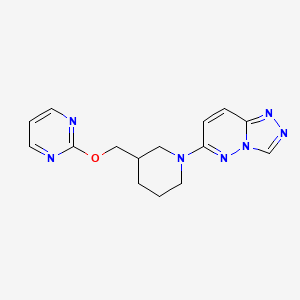 molecular formula C15H17N7O B2926290 6-[3-(Pyrimidin-2-yloxymethyl)piperidin-1-yl]-[1,2,4]triazolo[4,3-b]pyridazine CAS No. 2379948-01-1