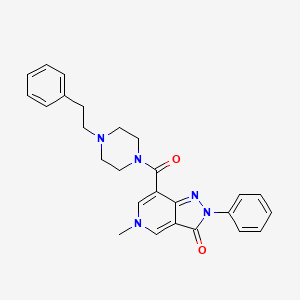 molecular formula C26H27N5O2 B2926293 5-methyl-7-(4-phenethylpiperazine-1-carbonyl)-2-phenyl-2H-pyrazolo[4,3-c]pyridin-3(5H)-one CAS No. 1040648-78-9