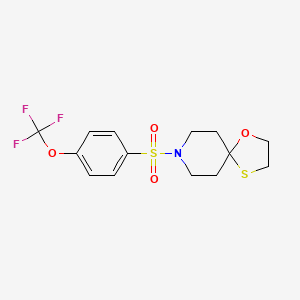 molecular formula C14H16F3NO4S2 B2926303 8-((4-(Trifluoromethoxy)phenyl)sulfonyl)-1-oxa-4-thia-8-azaspiro[4.5]decane CAS No. 1351612-87-7